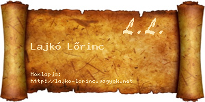 Lajkó Lőrinc névjegykártya